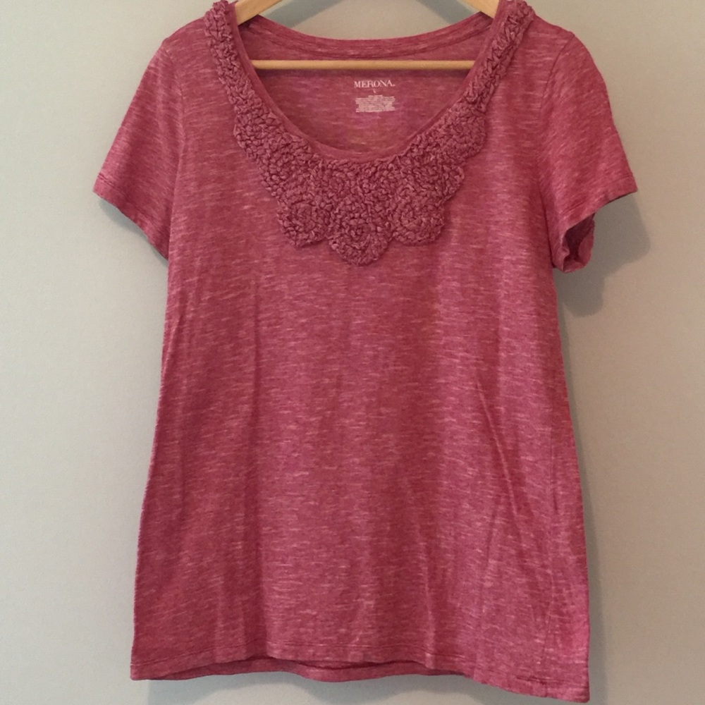 Merona baby stripe tee w/runching detail, EUC, L